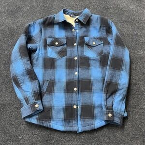 Zenthace Jacket Womens Small Blue Plaid Sherpa Fleece Lined Flannel Shacket
